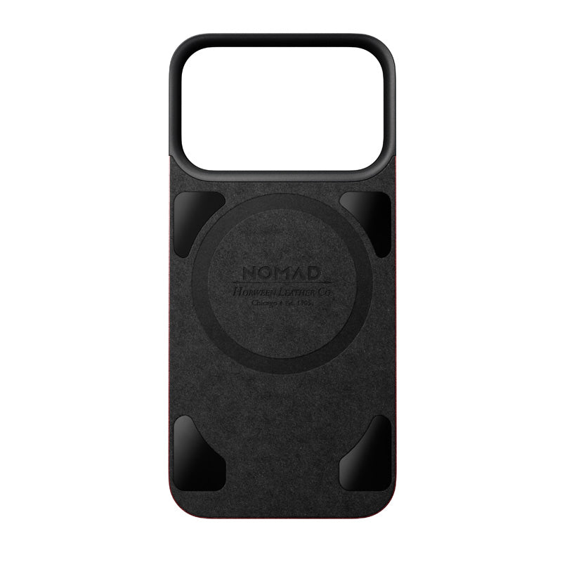 Coque arrière magnétique cuir Horween iPhone 18 Pro Burgundy