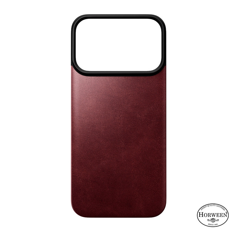 Coque arrière magnétique cuir Horween iPhone 18 Pro Burgundy
