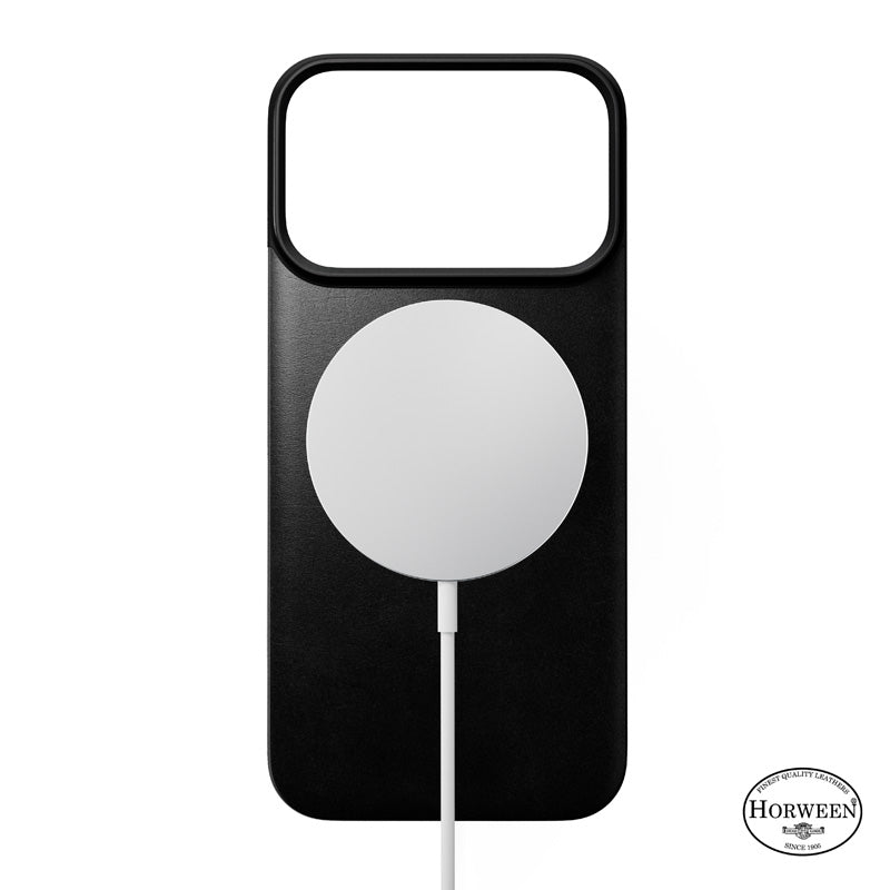 Coque arrière magnétique cuir Horween iPhone 18 Pro Noir