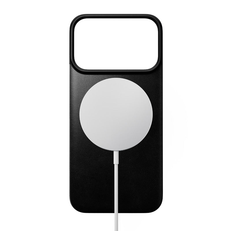 Coque arrière magnétique cuir Horween iPhone 18 Pro Noir