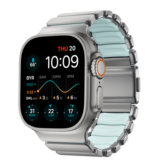 Bracelet Stratos 49mm 49mm Natural Titanium/Icy Blue Glow KFM