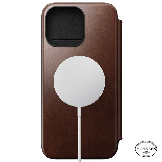 Folio Modern Cuir Horween iPhone 15 Pro Max Marron