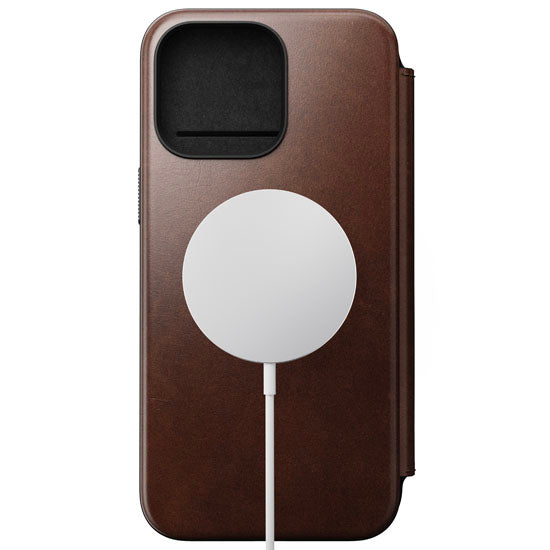 Folio Modern Cuir Horween iPhone 15 Pro Max Marron