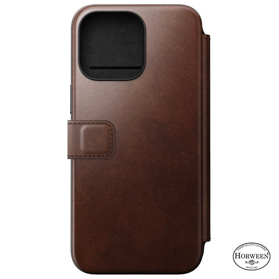 Folio Modern Cuir Horween iPhone 15 Pro Max Marron