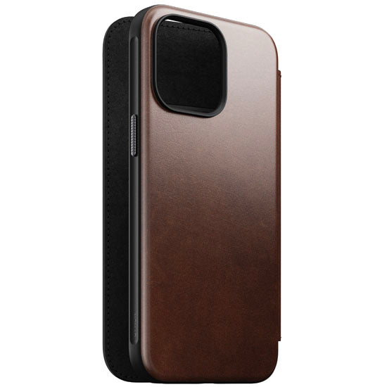 Folio Modern Cuir Horween iPhone 15 Pro Max Marron