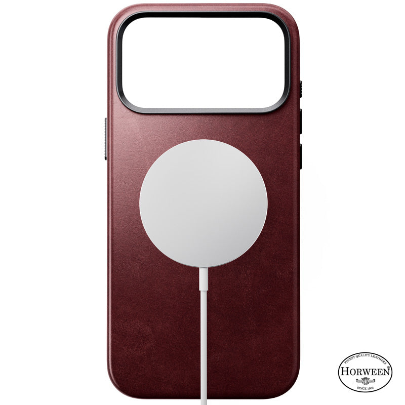 Coque Traditional Horween cuir iPhone 18 Pro Max Burgundy