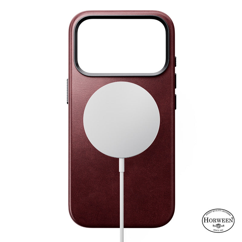 Coque Traditional Horween cuir iPhone 18 Pro Burgundy