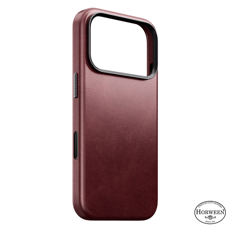Coque Traditional Horween cuir iPhone 18 Pro Burgundy