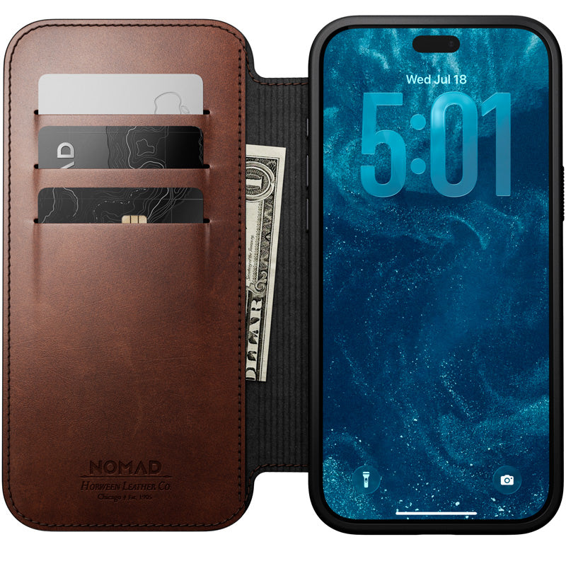 Folio Modern Cuir Horween iPhone 18 Pro Max / 17 Pro Max Rustic Brown