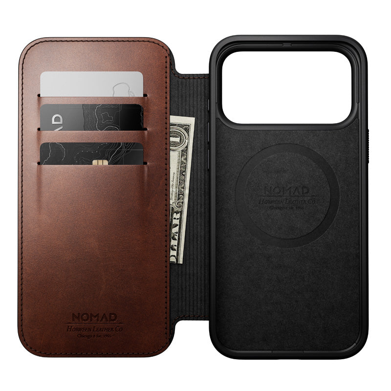 Folio Modern Cuir Horween iPhone 18 Pro Max / 17 Pro Max Rustic Brown