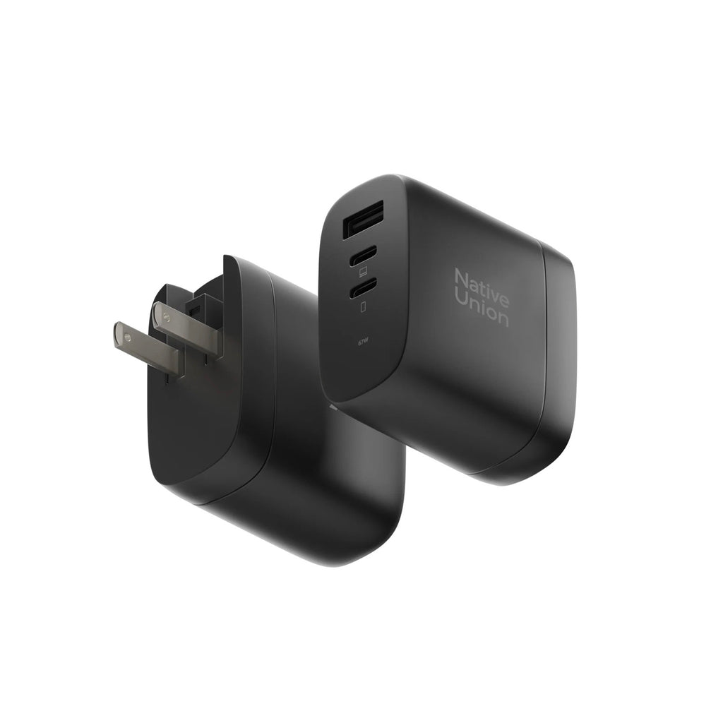 Chargeur Fast GaN PD 67W (3 ports) Noir