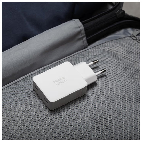 Chargeur Pocket GaN 65 W double USB-C Blanc