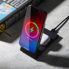Chargeur sans fil magnétique Qi2 2-en-1 Rise Noir