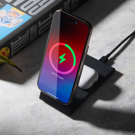 Chargeur sans fil magnétique Qi2 2-en-1 Rise Noir
