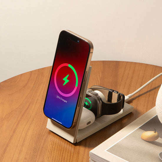 Chargeur sans fil magnétique Qi2 3-en-1 Rise Sandstone