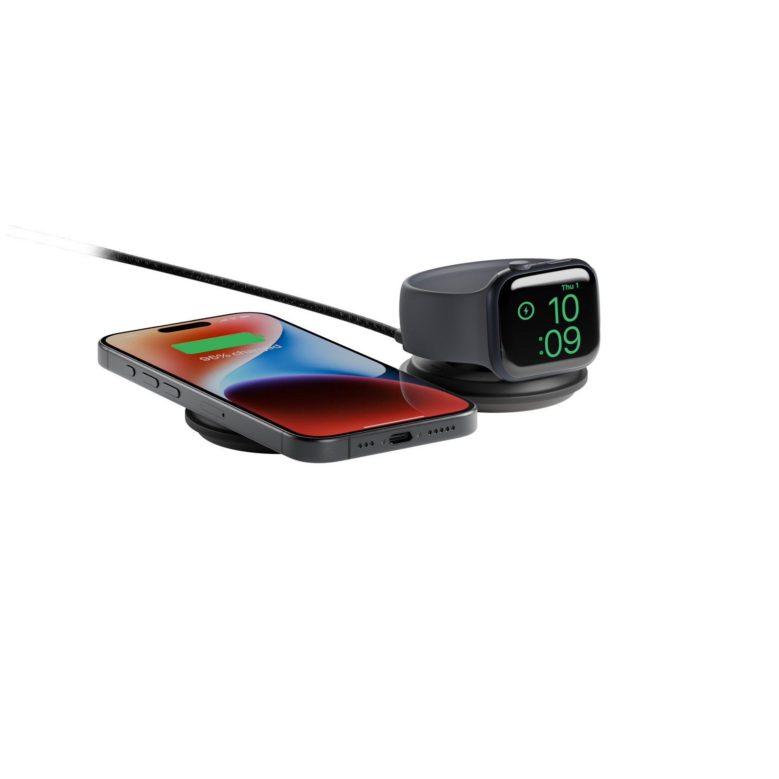 Voyage Chargeur sans fil 2-en-1 Qi2 Noir
