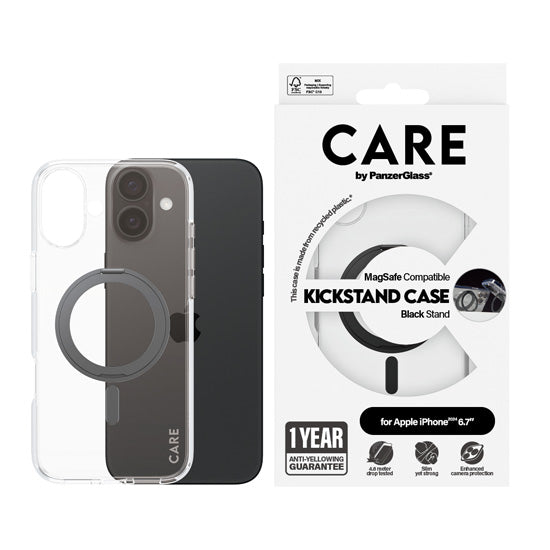 CARE by PanzerGlass® Coque Feature Kickstand iPhone 16 Plus Noir