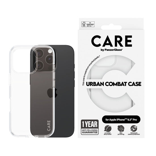 CARE by PanzerGlass® Coque Flagship Urban Combat iPhone 16 Pro Clear