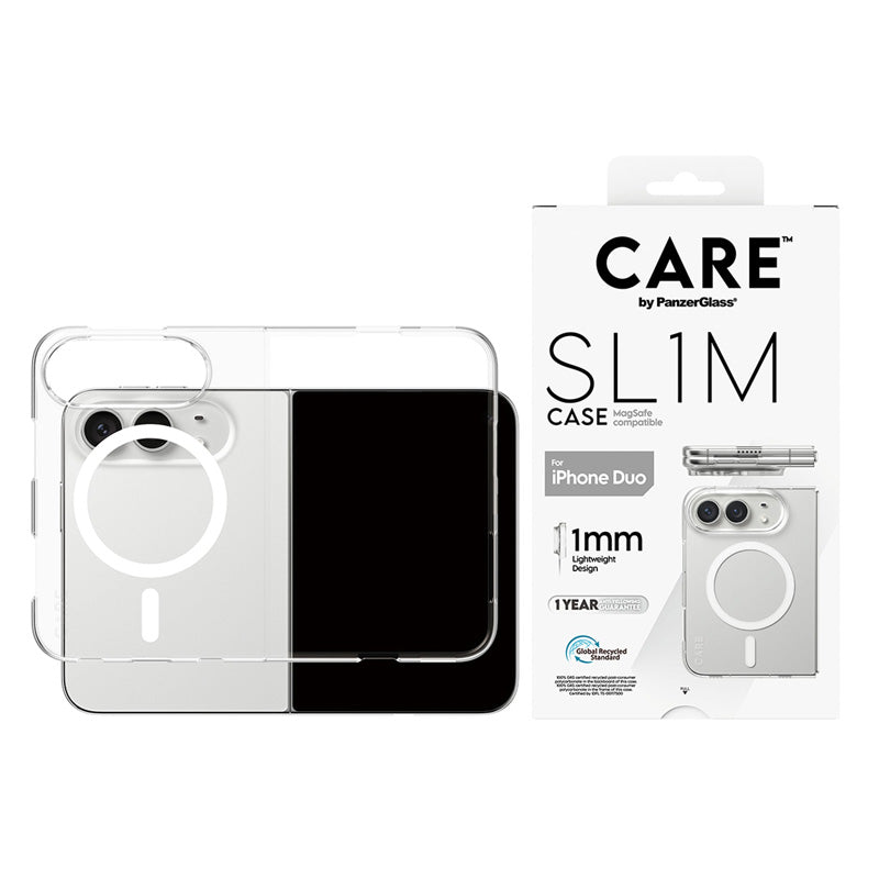 CARE by PanzerGlass® Coque SL1M MagSafe iPhone Duo Transparente