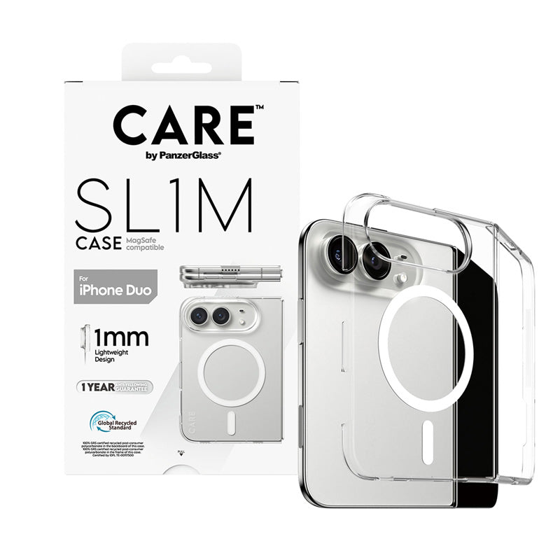 CARE by PanzerGlass® Coque SL1M MagSafe iPhone Duo Transparente