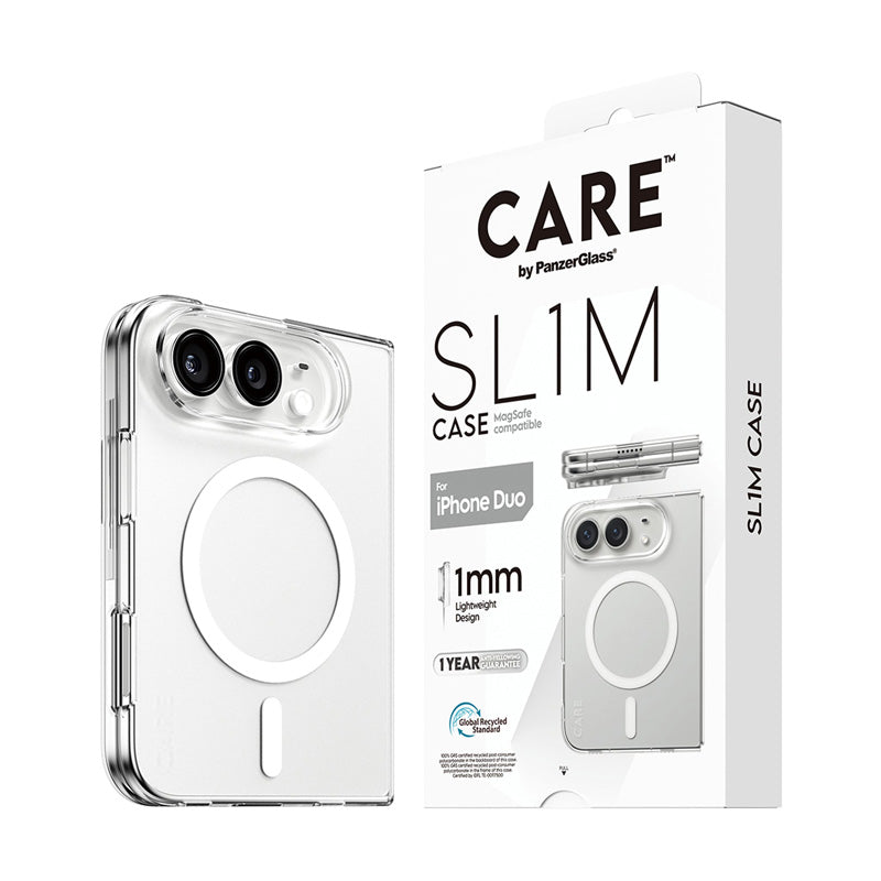 CARE by PanzerGlass® Coque SL1M MagSafe iPhone Duo Transparente