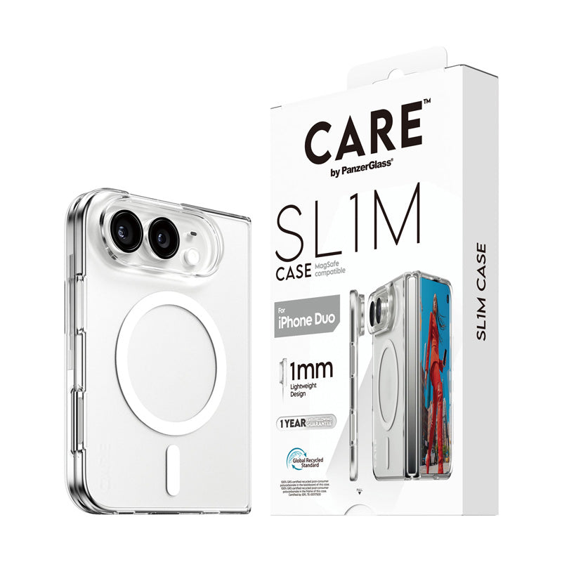 CARE by PanzerGlass® Coque SL1M MagSafe iPhone Duo Transparente