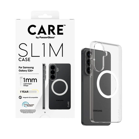 CARE™ by PanzerGlass® SL1M Coque Transparent w. Qi Samsung S26 Plus