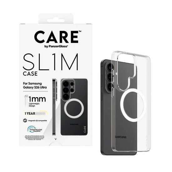 CARE™ by PanzerGlass® SL1M Coque Transparent w. Qi Samsung S26 Ultra
