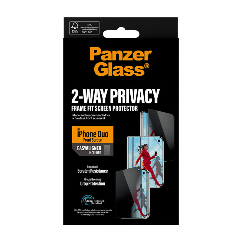 PanzerGlass® Privacy 2-Way FRAME FIT avec EasyAligner iPhone Duo