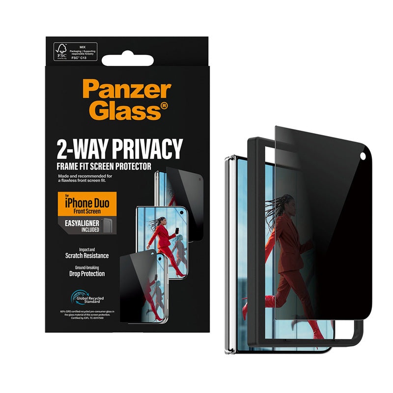 PanzerGlass® Privacy 2-Way FRAME FIT avec EasyAligner iPhone Duo