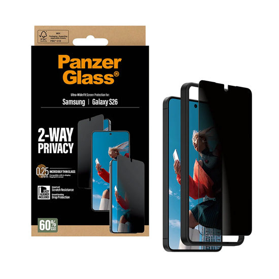 PanzerGlass® 2-Way Privacy protection d'écran Ultra-Wide Fit w. EasyAligner Samsung S26