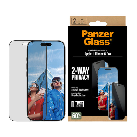 PanzerGlass® Privacy Protection d'écran Ultra- Wide Fit w. EasyAligner iPhone 17 Pro