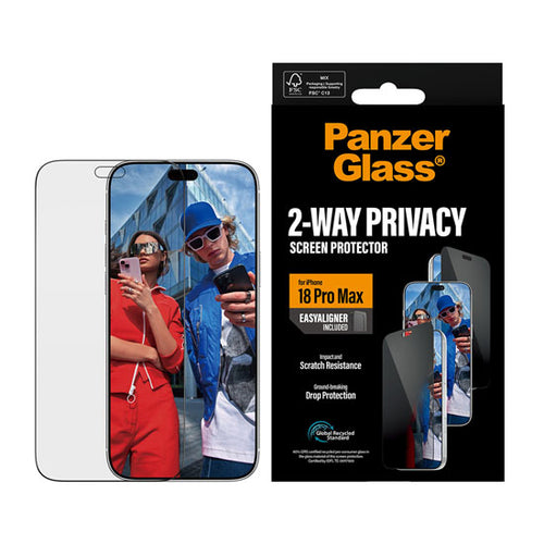 PanzerGlass® 2-Way Privacy Protection d'écran Ultra-Wide Fit w. EasyAligner iPhone 18 Pro Max