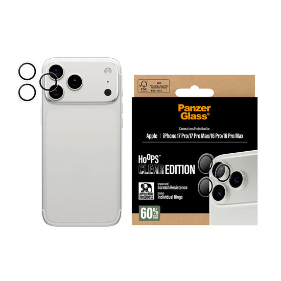 PanzerGlass® Hoops® Transparent Camera Lens Protector iPhone 17 Pro/ Max/ iPhone 16 Pro/ Max