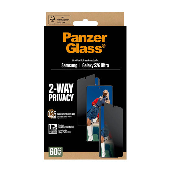 PanzerGlass® 2-Way Privacy Protection d'écran Ultra-Wide Fit w. EasyAligner Samsung S26 Ultra