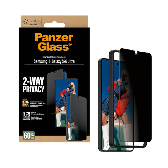 PanzerGlass® 2-Way Privacy Protection d'écran Ultra-Wide Fit w. EasyAligner Samsung S26 Ultra