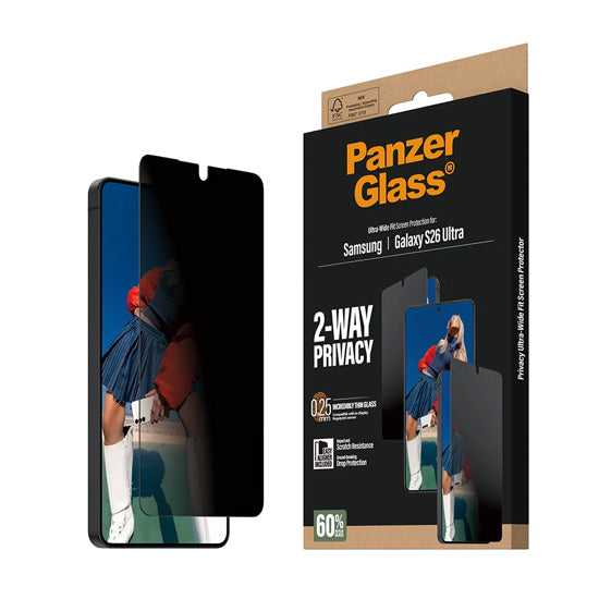 PanzerGlass® 2-Way Privacy Protection d'écran Ultra-Wide Fit w. EasyAligner Samsung S26 Ultra