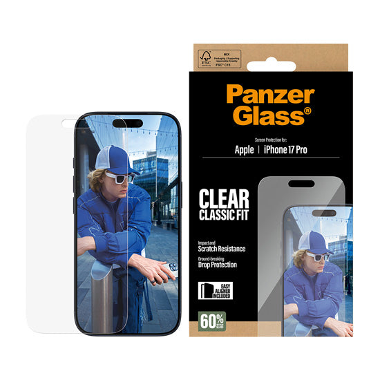 PanzerGlass® Protection d'écran Classic Fit w. EasyAligner iPhone 17 Pro