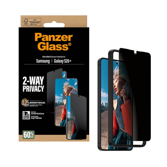 PanzerGlass® 2-Way Privacy Protection d'écran Ultra-Wide Fit w. EasyAligner Samsung S26 Plus