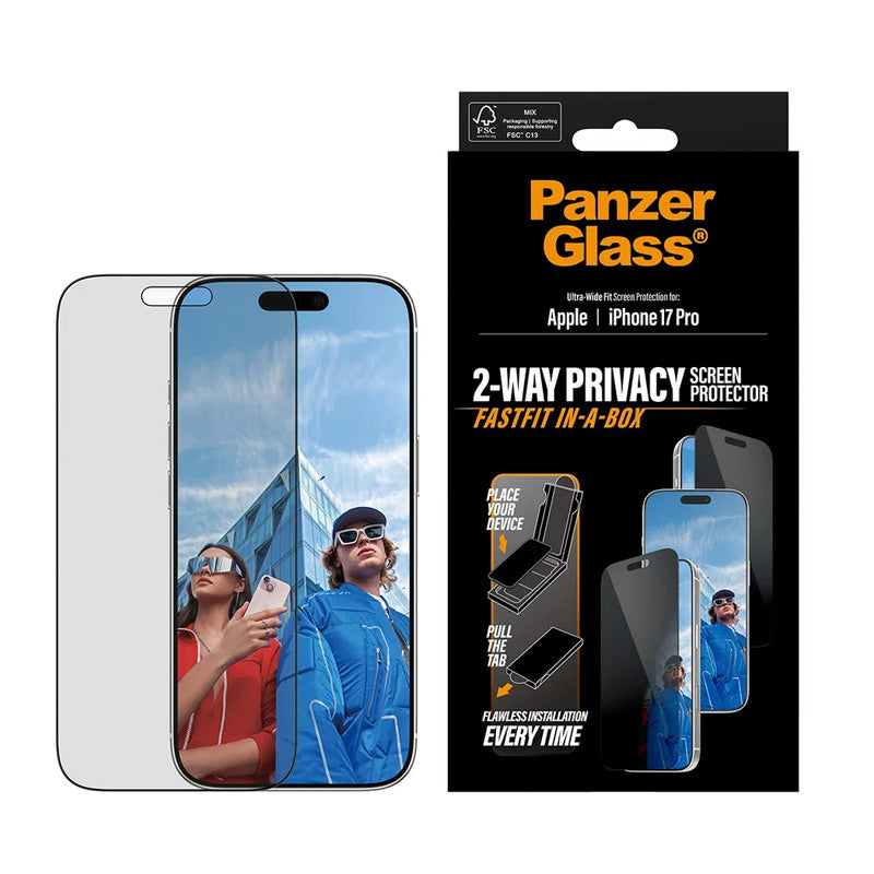PanzerGlass® Privacy Protection d'écran Ultra- Wide Fit w.Fastfit in-a-box iPhone 17 Pro