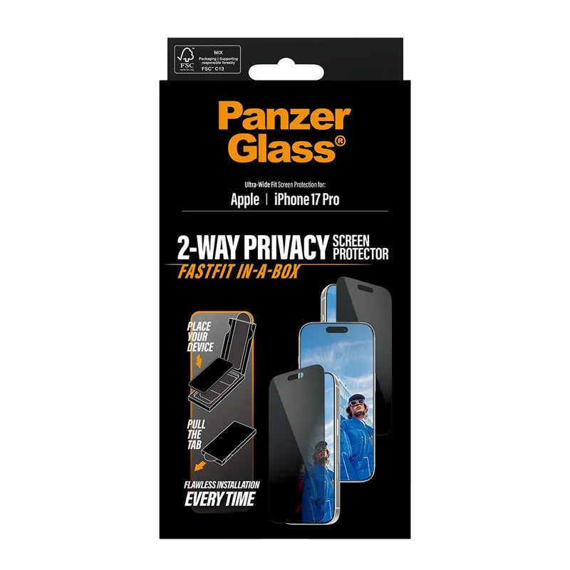 PanzerGlass® Privacy Protection d'écran Ultra- Wide Fit w.Fastfit in-a-box iPhone 17 Pro