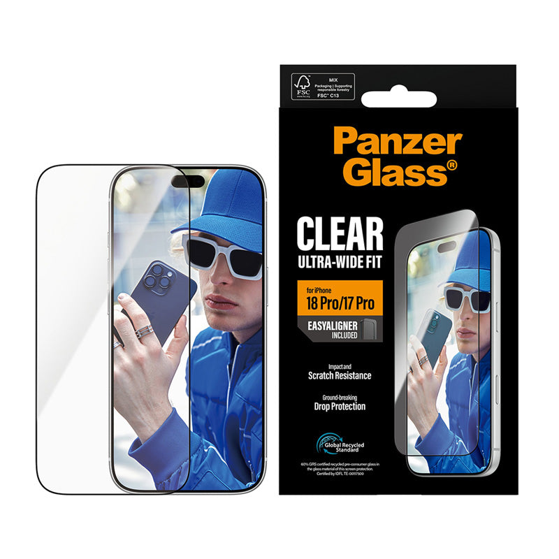 PanzerGlass® Screen Protector Ultra-Wide Fit w. EasyAligner iPhone 18 Pro /17 Pro