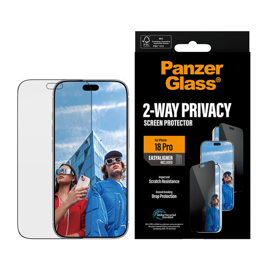 PanzerGlass® 2-Way Privacy Protection d'écran Ultra-Wide Fit w. EasyAligner iPhone 18 Pro