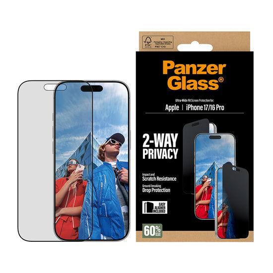 PanzerGlass® Privacy Protection d'écran Ultra- Wide Fit w. EasyAligner iPhone 17