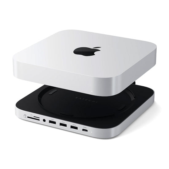 Stand & Hub Mac Mini/studio avec emplacement NVMe M.2 SATA Silver
