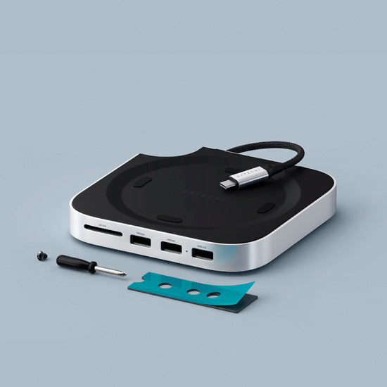 Support & Hub pour Mac Mini M4 avec boîtier SSD Silver