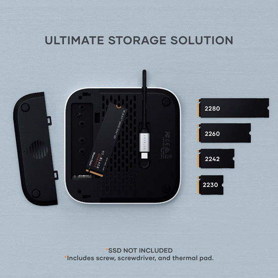 Support & Hub pour Mac Mini M4 avec boîtier SSD Silver