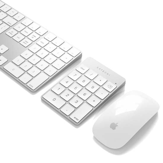 Pavé numérique Bluetooth rechargeable en aluminium Slim Silver