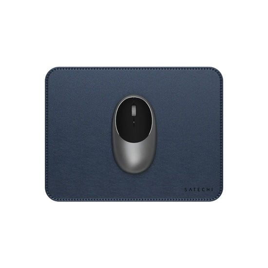 Tapis de souris Premium en cuir végan Bleu
