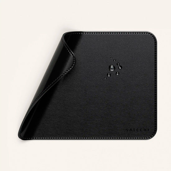 Tapis de souris Premium en cuir végan Noir